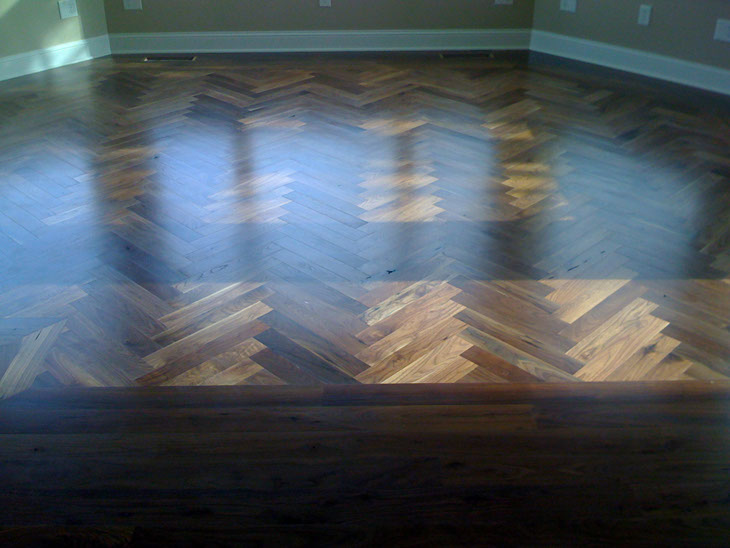Walnut herringbone hardwood floors - AU floors